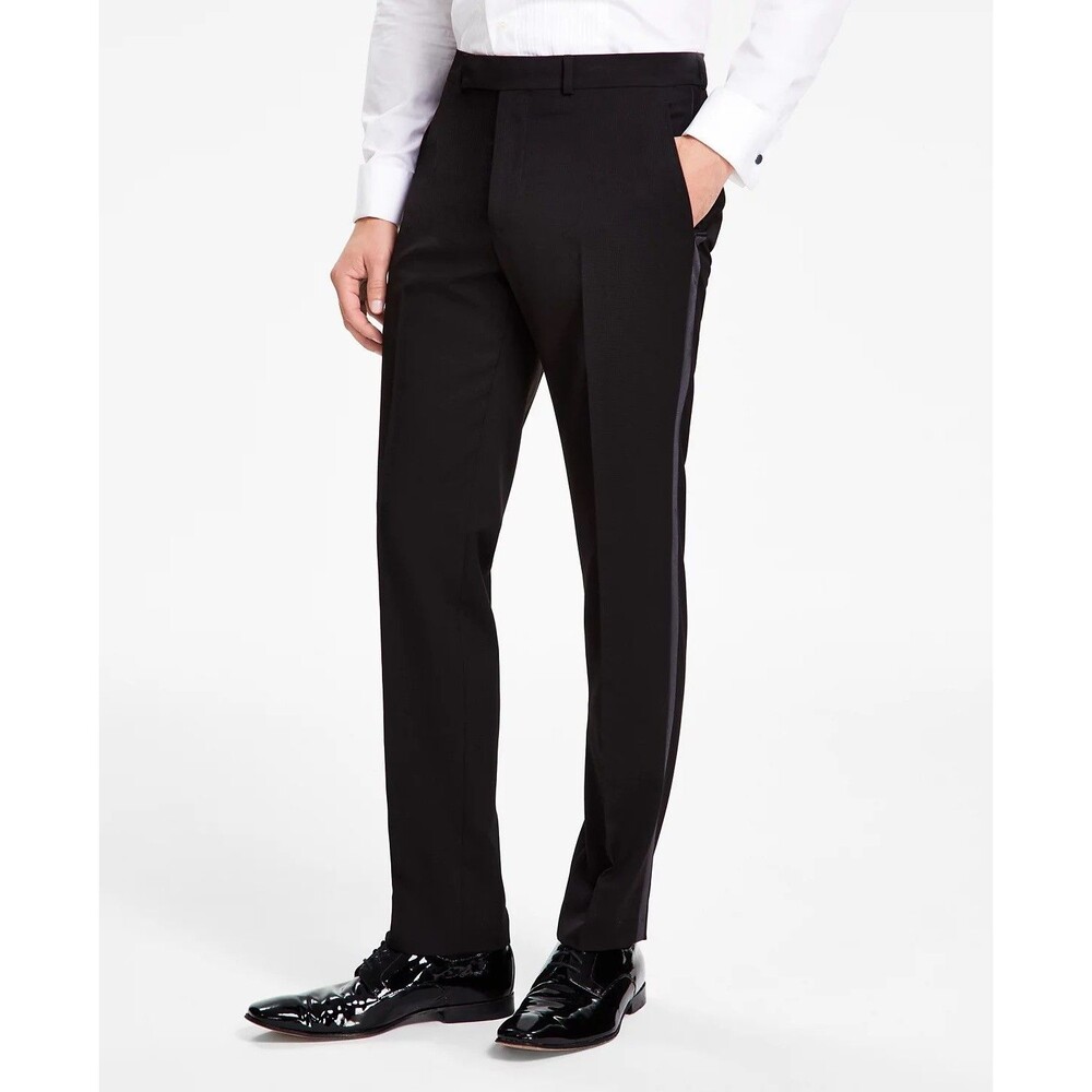 $135 NEW KENNETH COLE REACTION MENS 42X32 BLACK CHECK TUXEDO DRESS PANTS SLACKS